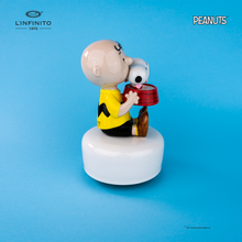 Charger l&#39;image dans la galerie, Statuina di Charlie Brown e Snoopy nella ciotola dell&#39;acqua, su carillon musicale.
